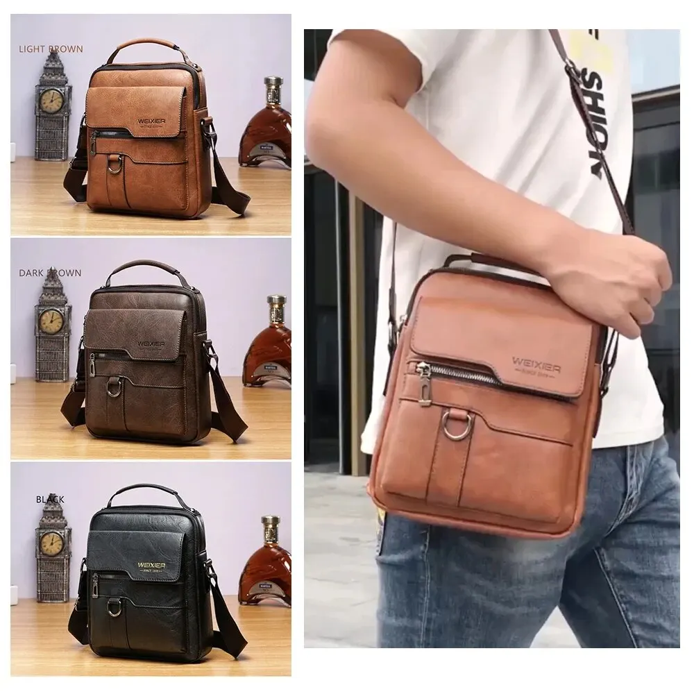 Men's Vintage Leather Crossbody Shoulder Bags High Quality Tote Fashion Business Men Messenger Bag Leather PU Bags