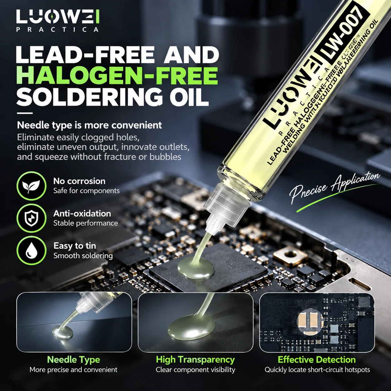 LUOWEI LW-007 Halogen Free Solder Flux Paste Lead Free No Clean Flux For IC BGA Chip Precision Soldering Repair
