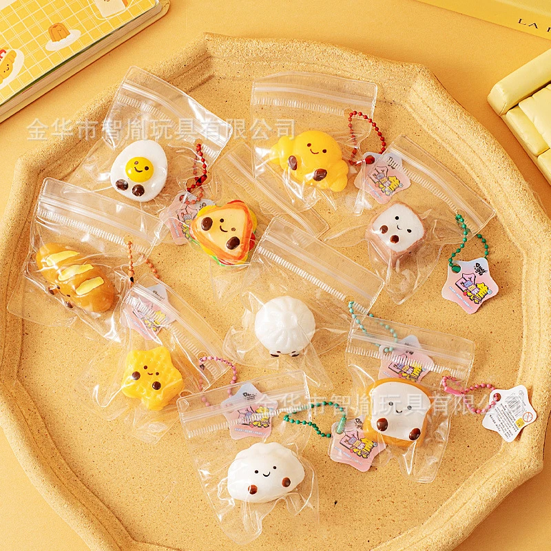 Japanse Sandwich Toast Voedsel Spelen Serie Hanger Pinch Speelgoed Voor Kinderen Volwassenen Stress Leuke Zee Dier Squeeze Squishy Fidget