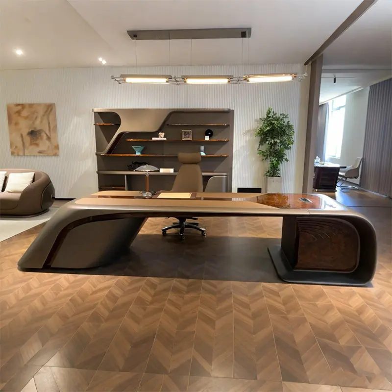 

Роскошный стол руководителя из массива дерева, новинка 2026 года, высококлассный изогнутый стол, представительский стол для руководителя, стол для председателя совета директоров