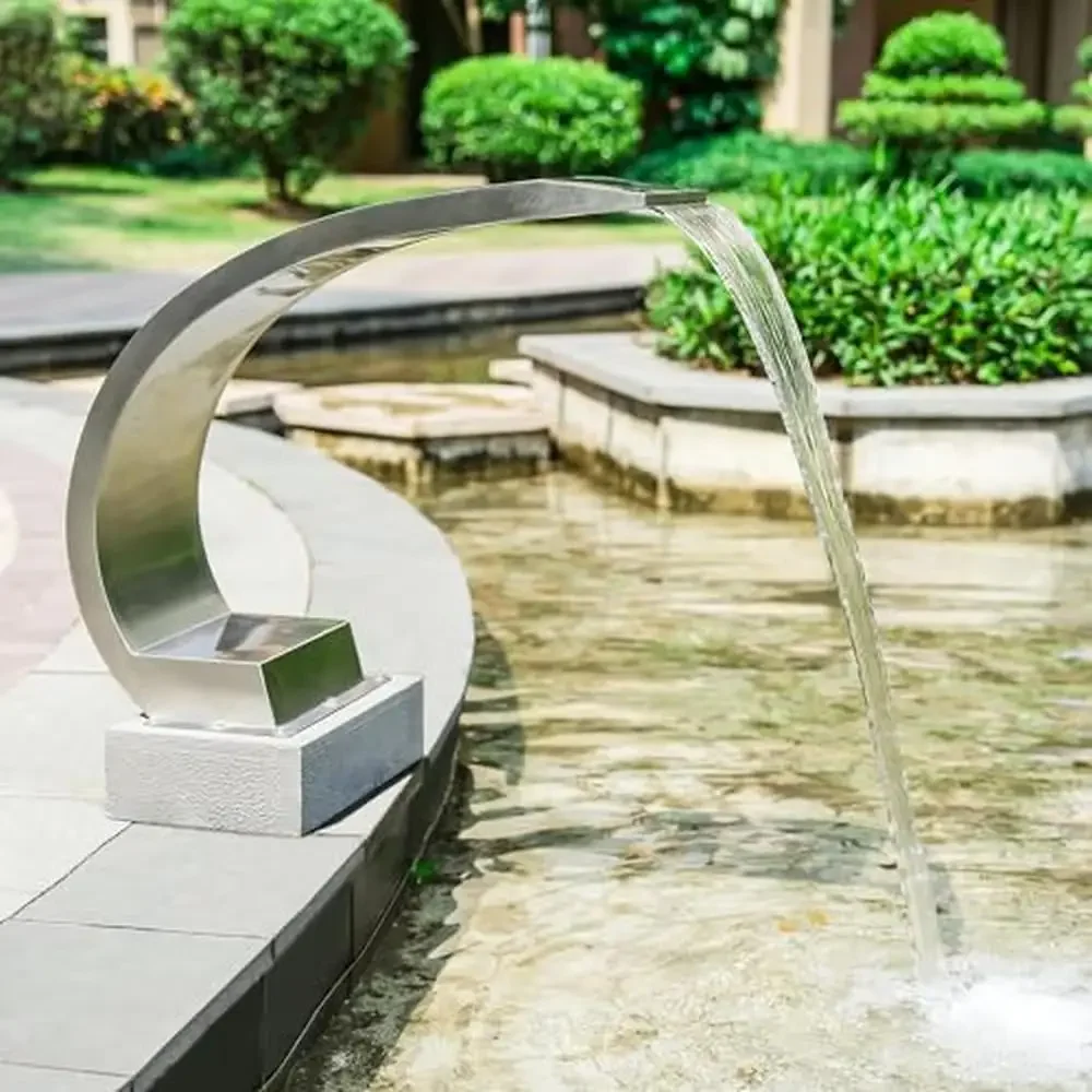 304 Stainless Steel Curved Waterfall Fountain Swimming Pool & Garden Outdoor Cascade Waterfall Pond SPA Decoration & Water