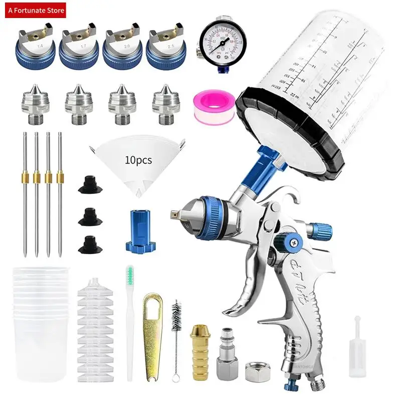 

HVLP Gravity-Fed Air Spray-Gun With 1.4/1.7/2.0/2.5 Mm Nozzles And 650 Cc Mixing Cups, Automotive Paint Sprayer-A78G