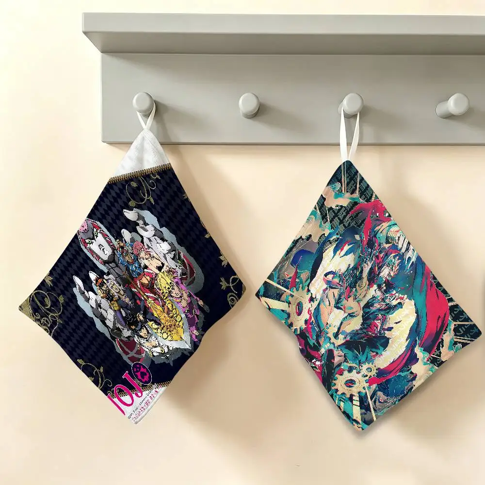 Anime bizarre J-JoJo's Bizarre A-Adventure ulti-scene Polyester Cotton Towel Hanging Hand Wiping Cloth Kitchen Bathroom Hotel