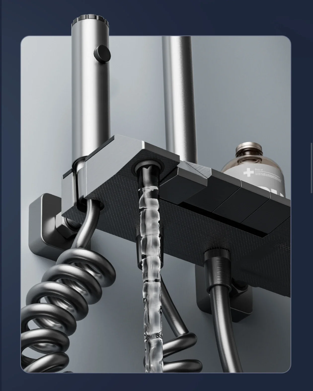 Gun Gray Digital Display Intelligent Showerhead Complete Pressurized Hygiene Conditions Bath Shower Faucets Shower Set Soft Jet