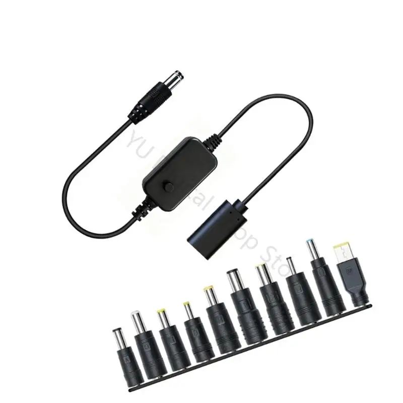96BA 40 USB C Female to DC5525 Power Cable 5V-20V with Push Button and Round Tip for Work Table Equipment Power Routing Use in