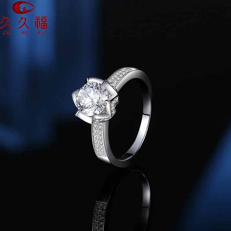 Luxury Micro Inlay Lotus Ring for Women, PT950 Platinum Inlaid 1 Carat Moissanite, suitable for daily wear and gift collection.