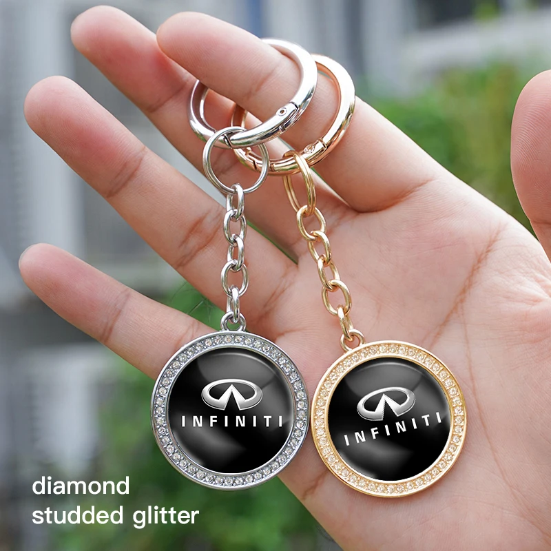 Брелок из цинкового сплава с логотипом автомобиля, Алмазный брелок для Infiniti Q50 G35 Q70L Q60 QX50 EX QX60 Q50L ESQ QX80 FX35 QX70 JX35 Q30 QX30