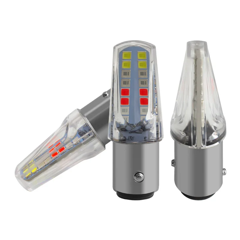 2pcs Red Blue Green Strobe Running 2835 32SMD RGB Streamer Brake Flashing Strobe Moto Tail LED Bulb Lights for Motorcycle Car