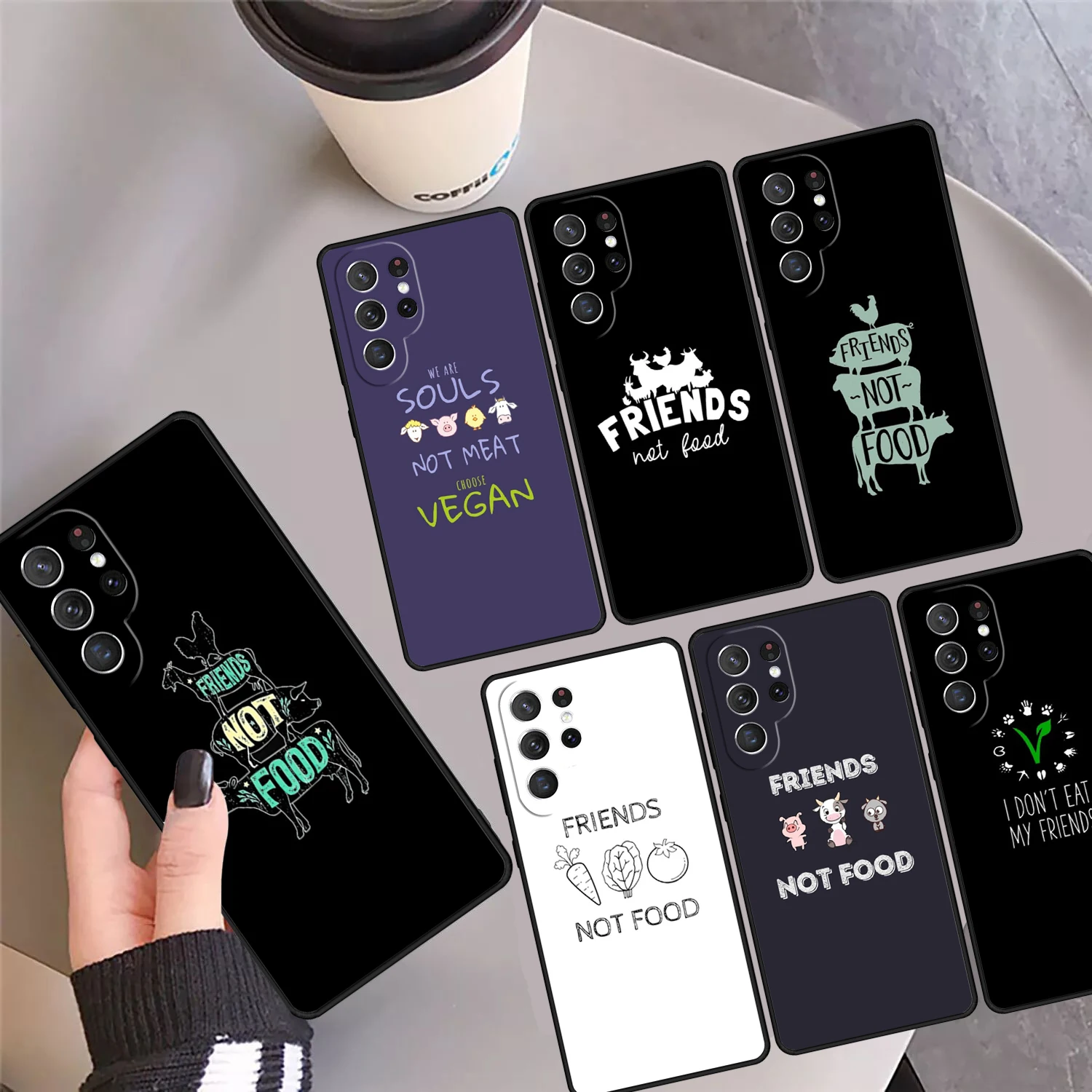 Vegan Friends Not Food Phone Case Cover For Samsung Galaxy S24 Ultra 23 S22 Plus S21fe Lite S20 S8 S9 S10 Note 10 Pro Note 20