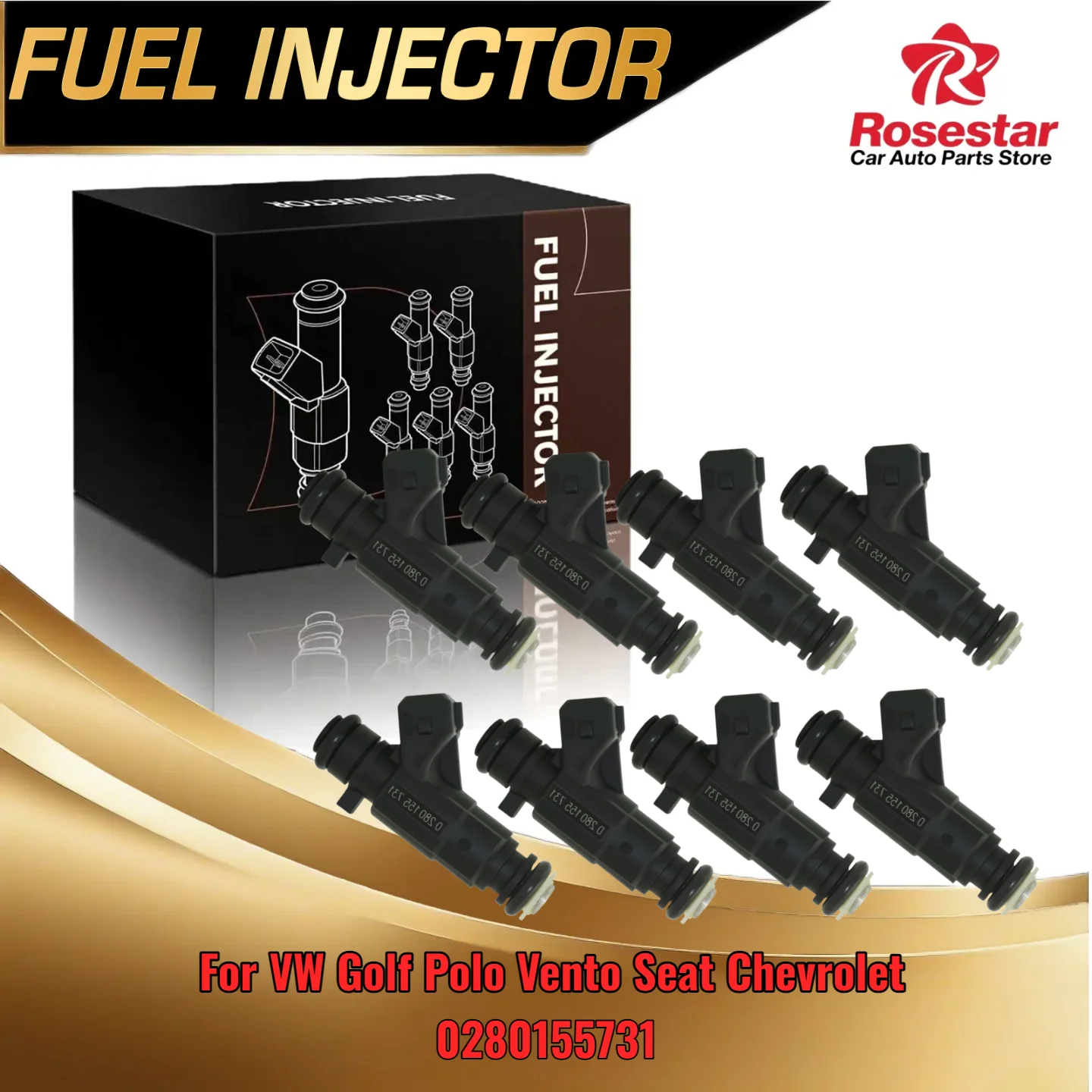 

8-Piece Injector Nozzle Set for Vw Golf Polo Mk3 Caddy 9K9A 6H 6K1 6K2 Compatible with 0280155731