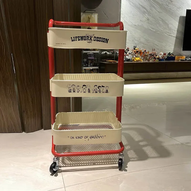 

3-Layer Handcart Storage Holders with Wheels Storage Rack for Snacks Baby Products Cosmetics Organization for Home Use