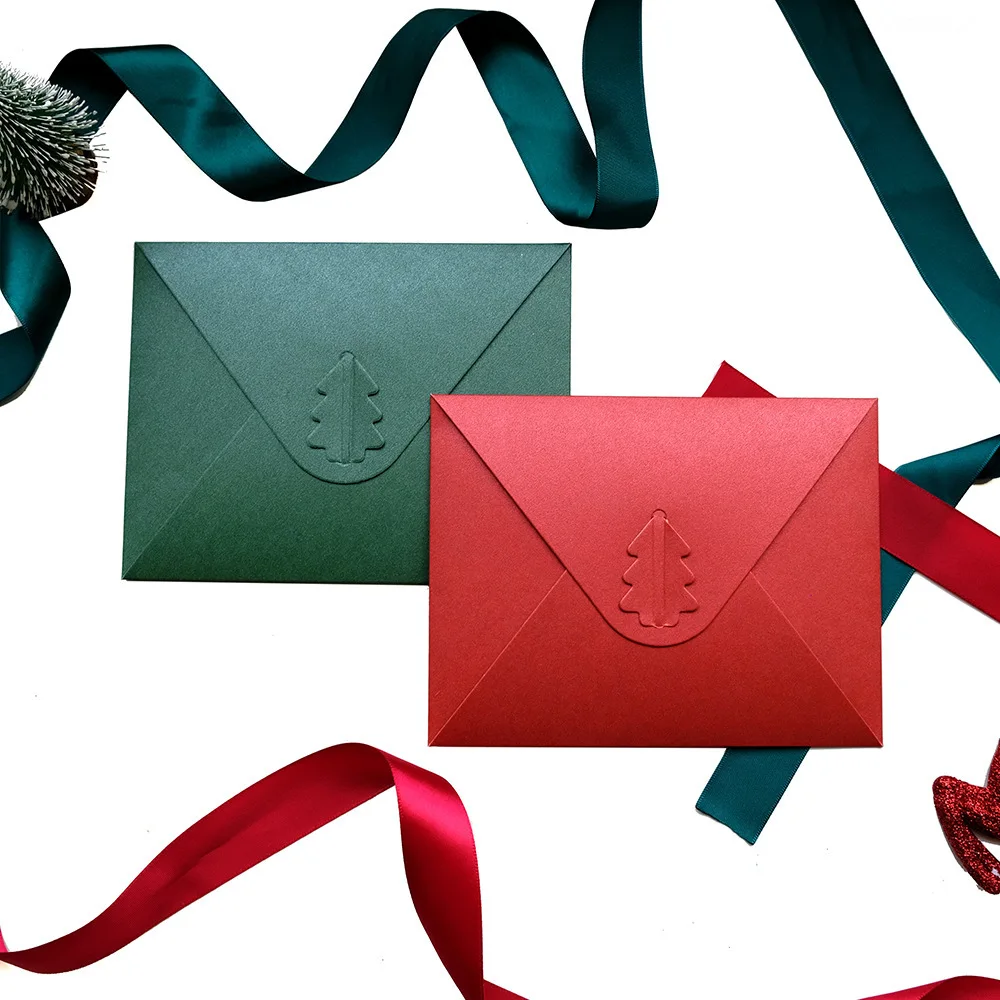 

5pcs Christmas Exclusive Envelopes, A4 Thick Paper Envelopes with Christmas Tree Buckle,Suitable for Christmas Party Invitation