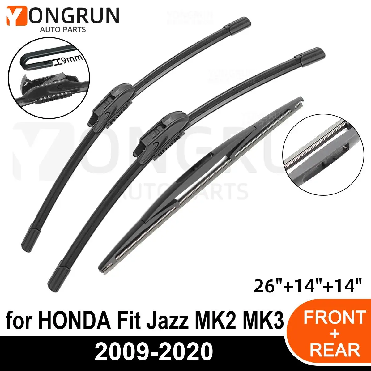 3 Stück Auto wischer für Honda Fit Jazz MK2 MK3 2015-2017 Windschutz scheibe vorne hinten vier Jahreszeiten langlebiges Zubehör 2009 2020