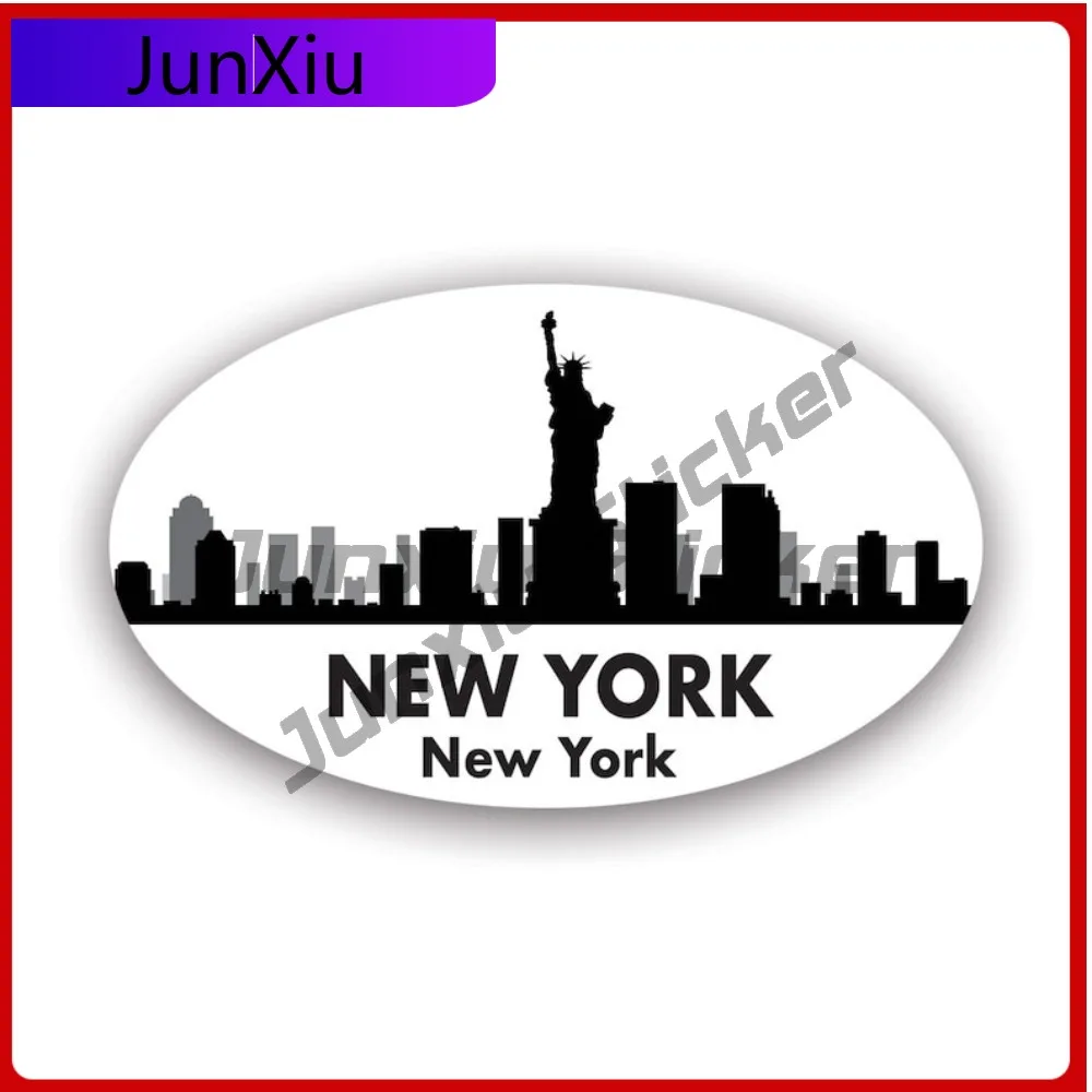 

Oval New York Skyline Sticker Creative Decals Nyc New York City State Of Liberty State Flag Patriotic Car Sticker Vinyl Decal