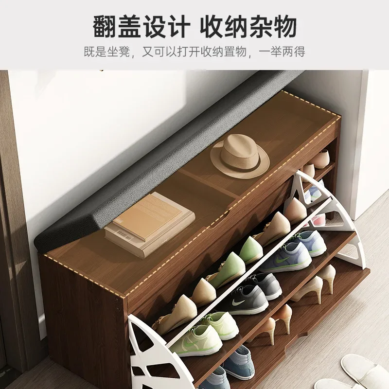 Shoe changing stool Home door shoe cabinet Seated simple modern home tipping bucket shoe rack Soft bag Door stool Wear