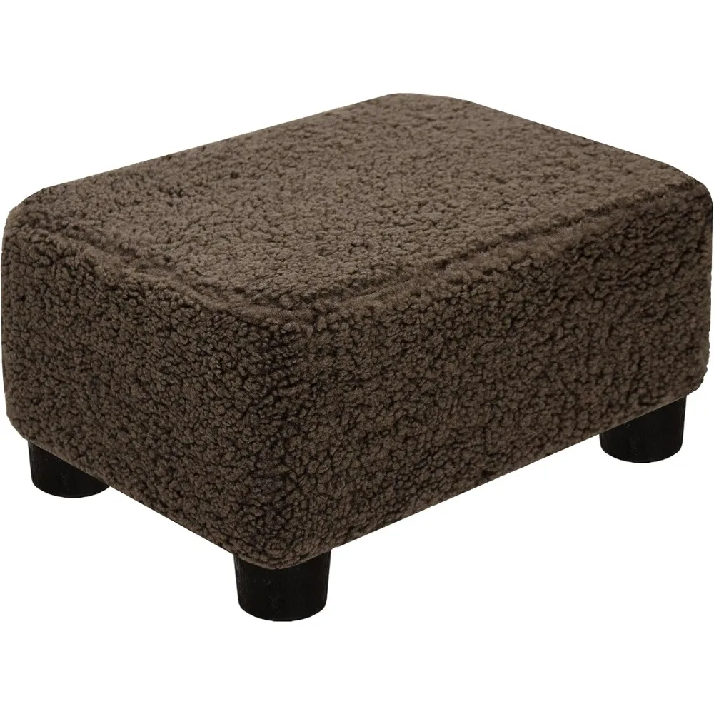 

Small Foot Stool Ottoman 15.4" Footstool with Legs Under Desk Footrest for Living Room Bedroom and Office, Soft Brown