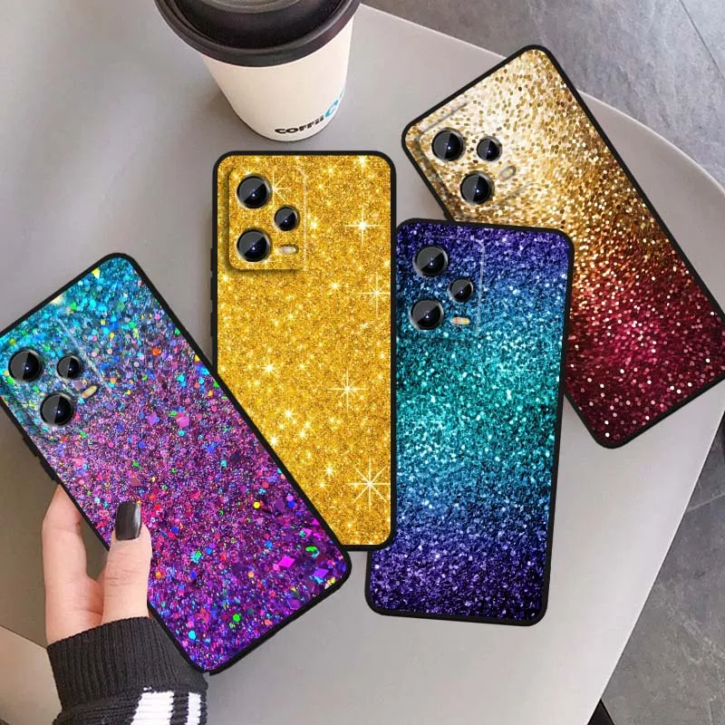 

Sparkling Sequin Beautiful Art For Xiaomi Redmi Note 14 13 12 12S 11E 11 11S 11T Pro Plus 4G 5G Black Soft TPU Cover Phone Case