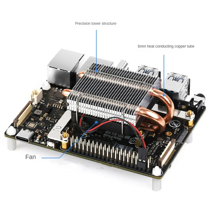 CPU Tower Cooling Fan Aluminum U-Shaped CPU Tower Cooling Fan Copper Pipe CPU Tower Cooling Fan For Visionfive2