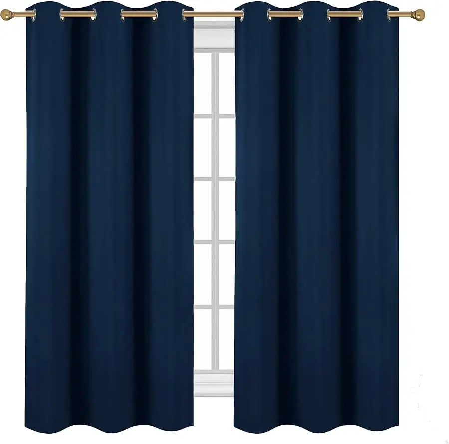ستائر تعتيم بحلقات زرقاء من Na y لغرفة النوم ستائر غرفة معزولة حراريًا، 42 × 72 بوصة، لوحتان