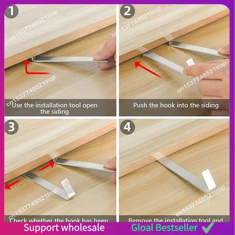 A38M 6 عبوات خطاف جانبي بدون ضرر، خطاف معدني بدون تحتاج إلى حفر، خطافات لوح أسمنتي من الألياف سهل التركيب #3