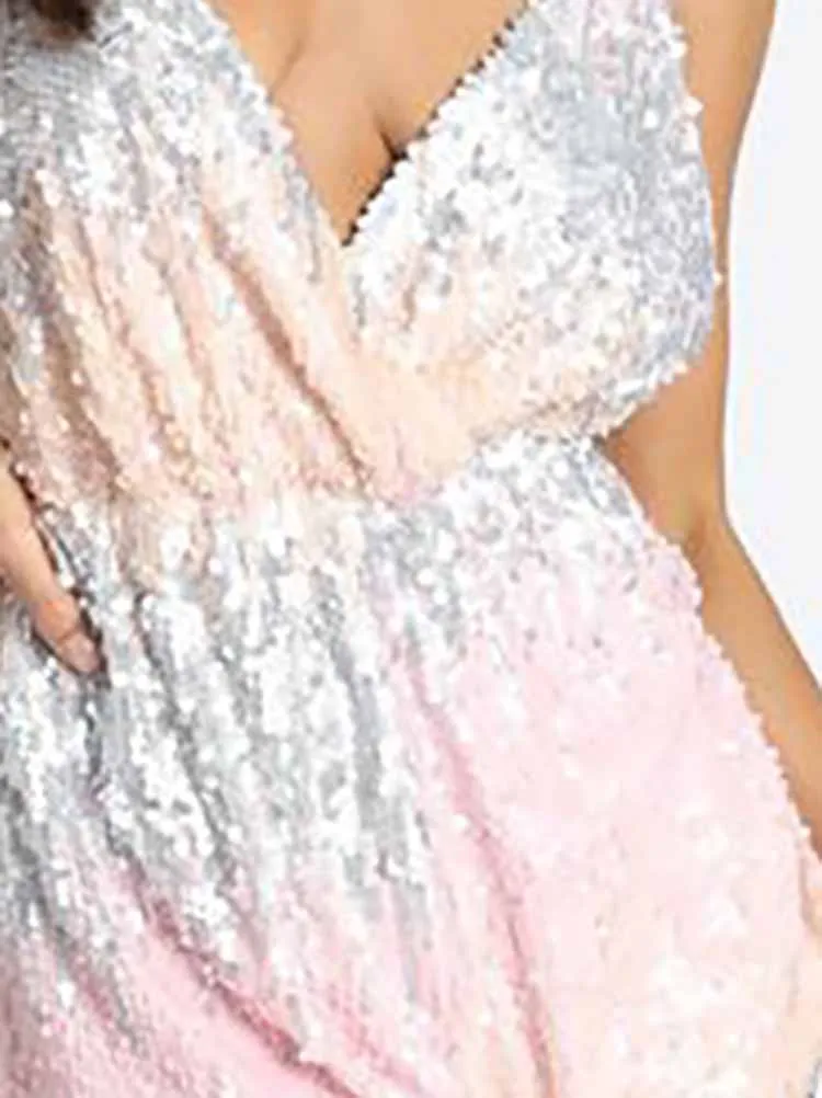 

Модный клубный комбинезон с блестками и блестками, сексуальный комбинезон без рукавов с v-образным вырезом на талии, короткий комбинезон, женский элегантный комбинезон с открытой спиной и вырезами