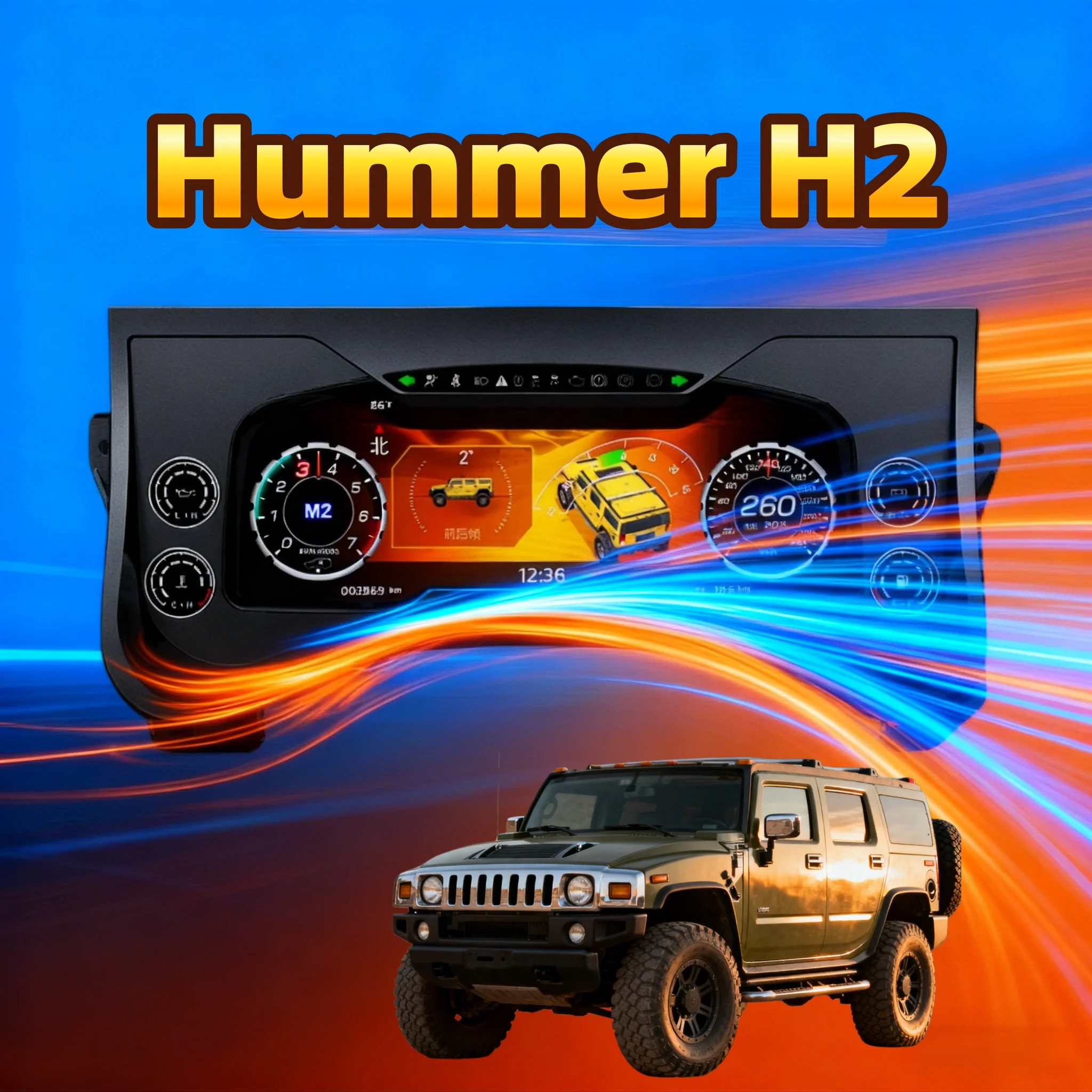 GuangZhou Linux Car Digital Cluster Multifunctional LCD Speedometer Instrument Dashboard for 2003 2004 2005 - 2009 for Hummer H2