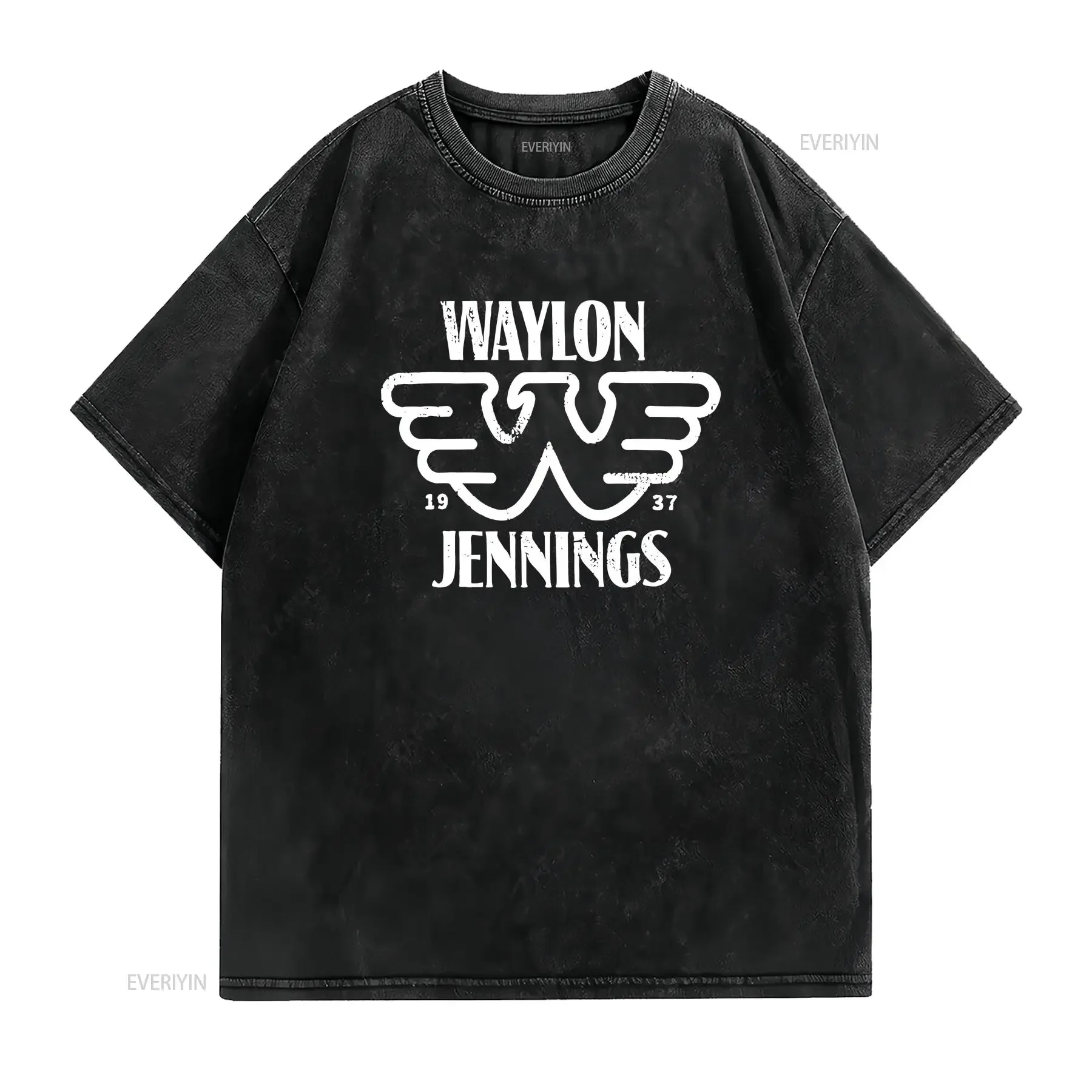 Waylon Jennings  T Shirt Vintage For  vintage Washed streetwear Top For Everyday Wear Soft Casual Comfortable Unisex Slightly