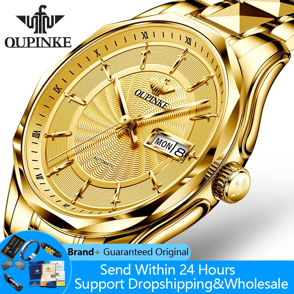 

OUPINKE 3172 Men's Watches Dual Calendar Luxury Original Business Watches For Man Japan Automatic Mechanical Wristwatches Man