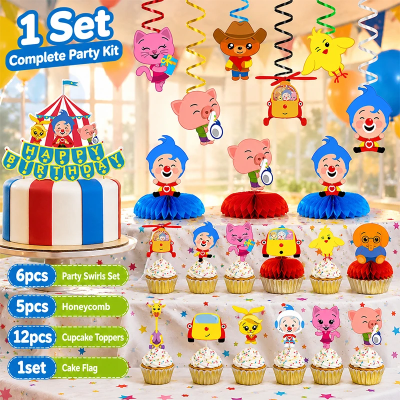Cartoon-Anime-Kuchendekoration, Themen-Cupcake-Flaggen, Waben-Spiral-Wirbel-Zubehör für Geburtstagsfeier, Geschenk-Komplettset – Detail 6