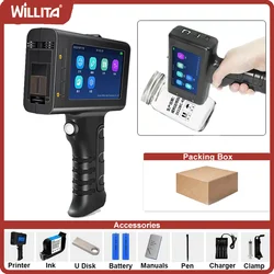 Willita 12.7mm impressora de etiquetas portátil impressora jato tinta qr barra código lote data número logotipo data validade máquina codificação para vidro