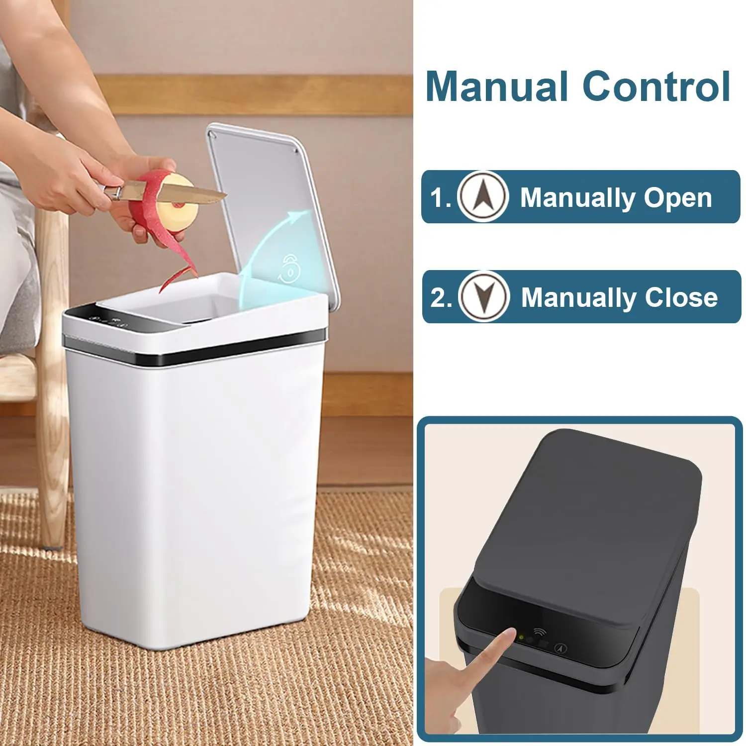 12L Touchless Trash Can Smart Bathroom Garbage Can Auto Narrow Trash Can with Lid  Motion Sensor Trashcan for Kitchen Bedroom ﻿