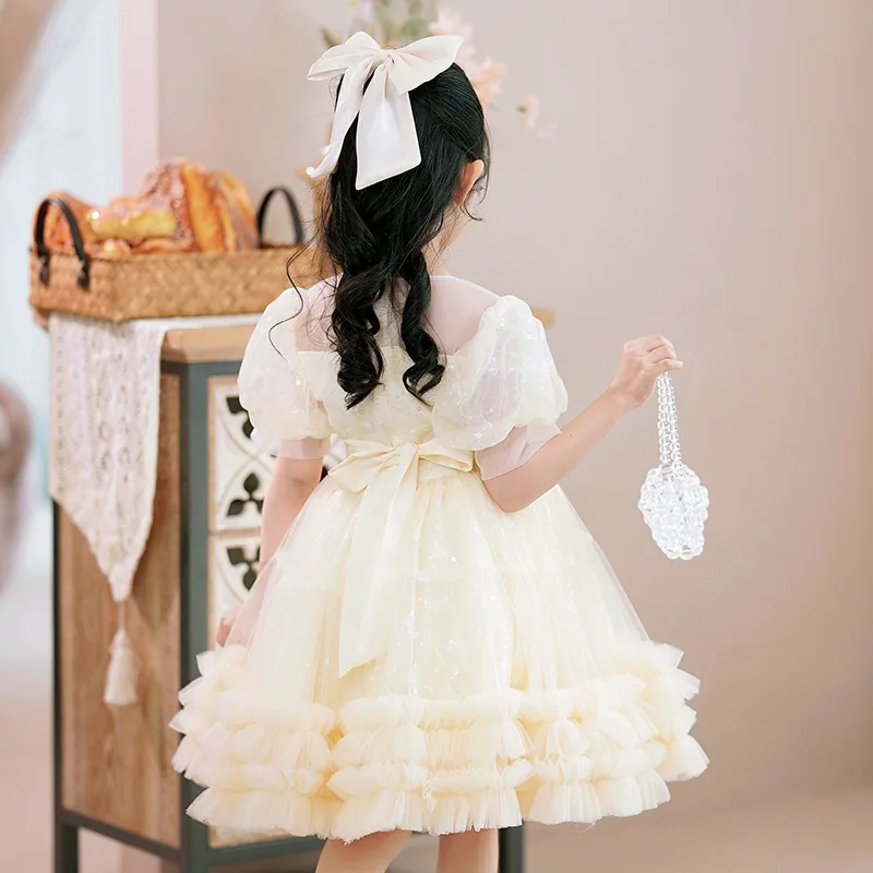 Robe de princesse pour enfants, style palais, style étranger, robe de soirée pour enfants, fil moelleux, robe tutu pour fille, mode, été, nouveau