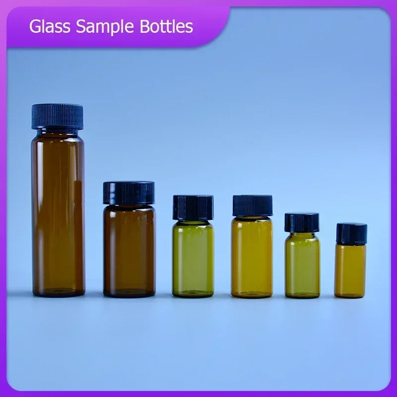 LAB 3ml to 50ml Amber clear Glass sample bottles brown screw-mouth essential oil bottle Lab vial Chemistry Glassware