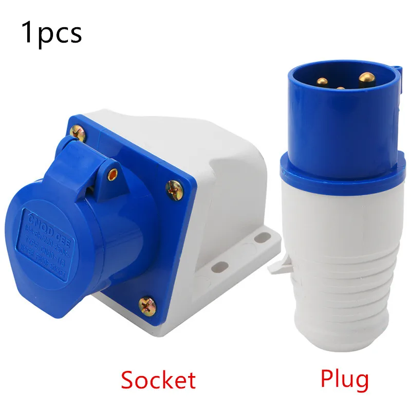 16 Amp 3 Pin Industrial Socket 220-250V Weatherproof IP44 2P+E 3Phase 16A Suitable For Camper Vans, Caravans, Motor Homes