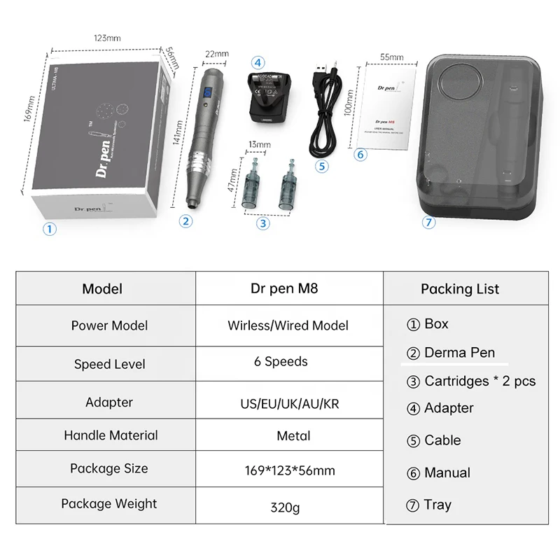 Original Dr.pen Ultima M8 Electric Wireless Dermapen Profesional Microneedling Facial Skin Care Mesotherapy Machine For MTS