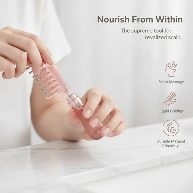 Transparent Unisex Essential Oil Massage Comb Rolling Teeth Built-in Tank Lightweight for Daily Use Travel