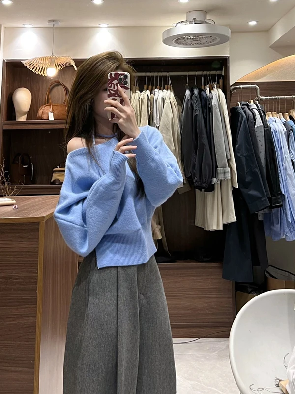 Pantaloni Casual da Donna Thiened, Larghi e Comodi, Nuovi Arrivi Autunno Inverno, Vita Alta, Gamba Dritta, Alla Moda e Caldi