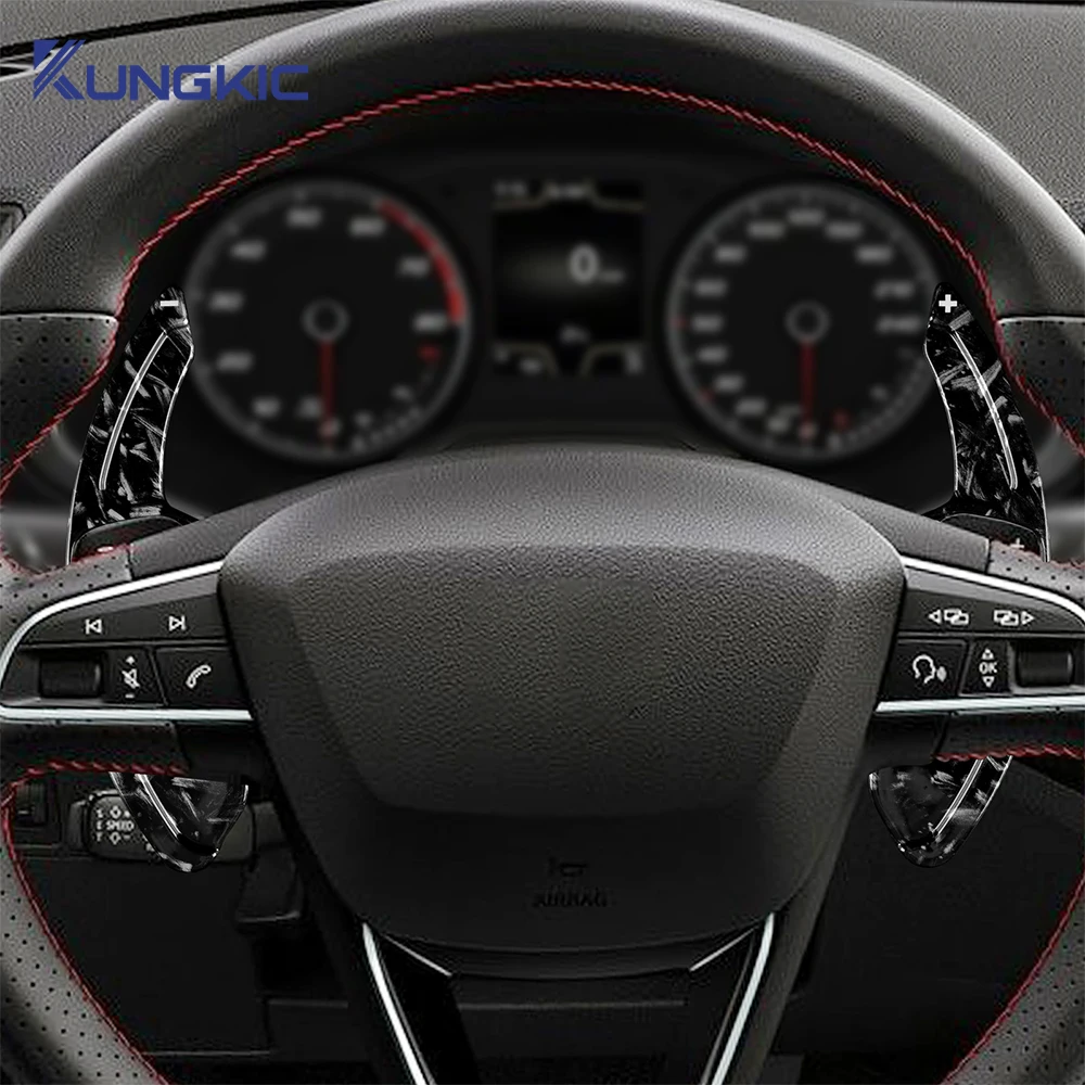 For Seat Leon fr MK3 MK4 5F ST Cupra Ateca Alhambra Arona Ateca ibiza 6P Carbon Fiber ABS Steering Wheel Paddle Shifter Sticker view 4
