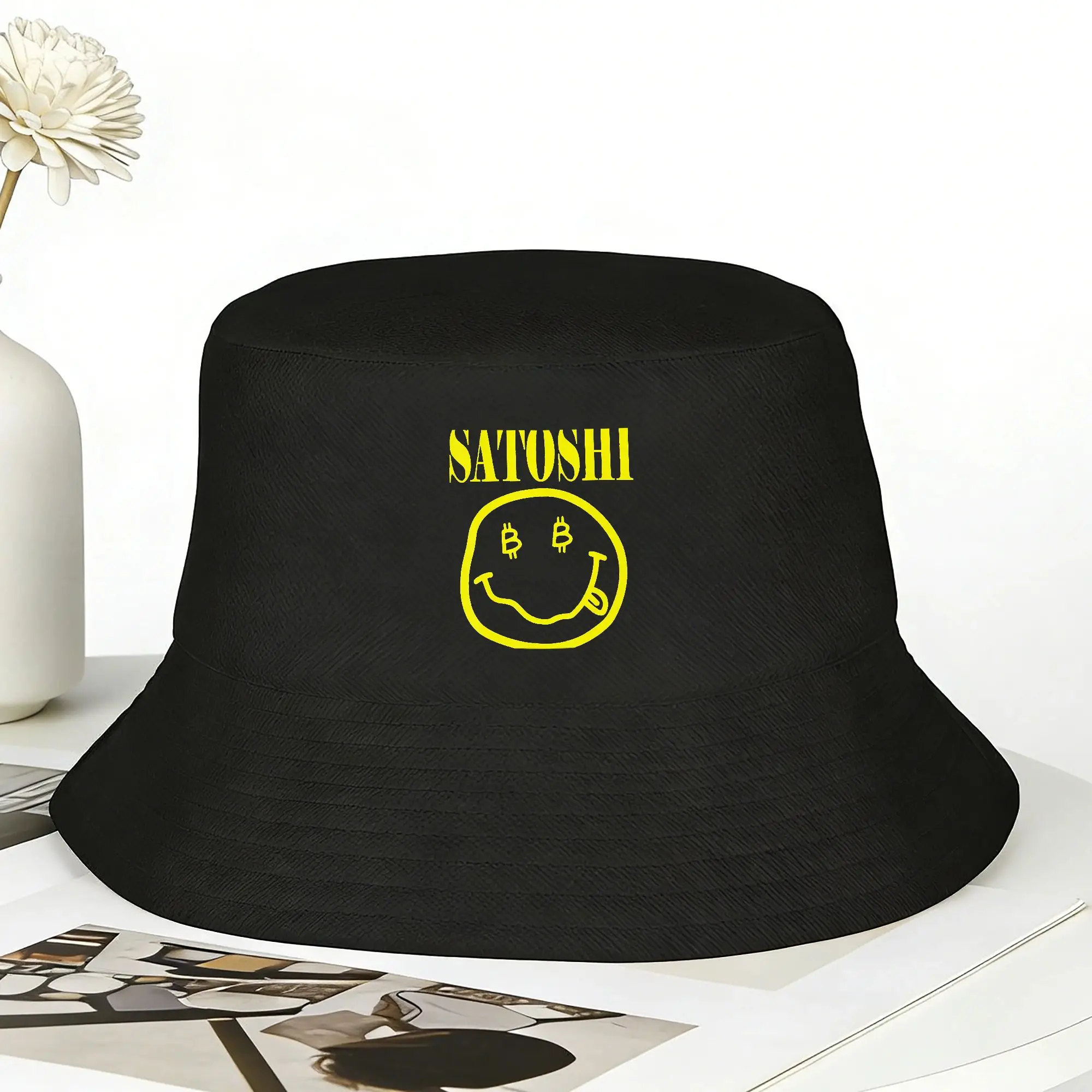 Satoshi Bitcoin Bucket Hat For Couple  Fisherman Hats Trendy Hunting Caps Soft Fold Streetwear Graphic Sun Hats