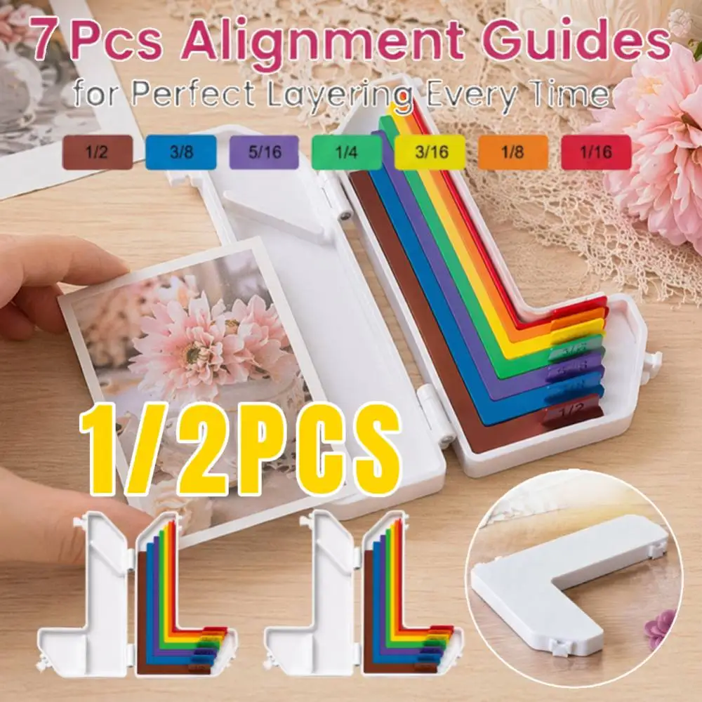 7 Pcs Paper Crafting Alignment Guides With Storage Case, Precision Layering & Matting Spacers For Card Making And Scrapbooking