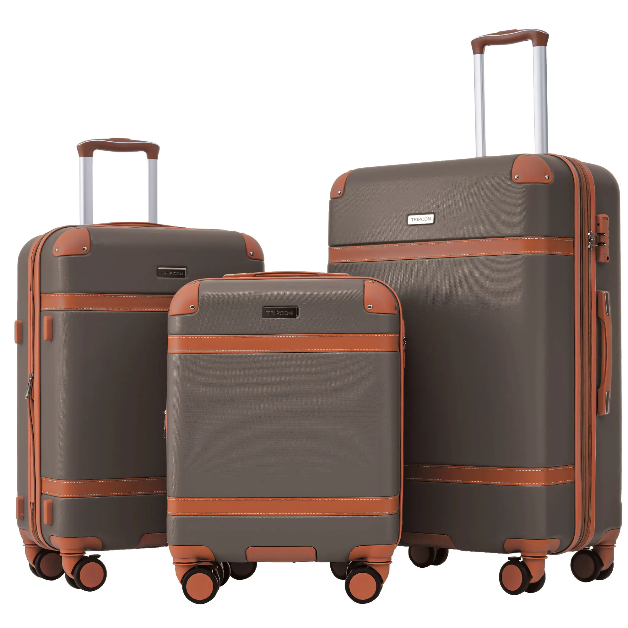 4-hand luggage ABS material TSA custom lock 66*44*26.5 Brown hardshell case trolley case suitcase