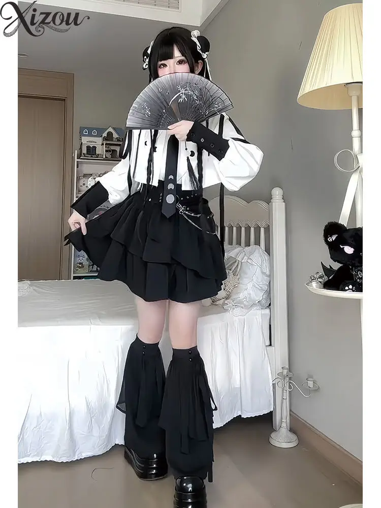 ชุดลําลองผอมวัฒนธรรมย่อยสาวเสื้อแขนสั้นกระโปรงสั้นชุดแฟชั่น Y2k สไตล์ 2 ชิ้นชุดสตรี Outfits