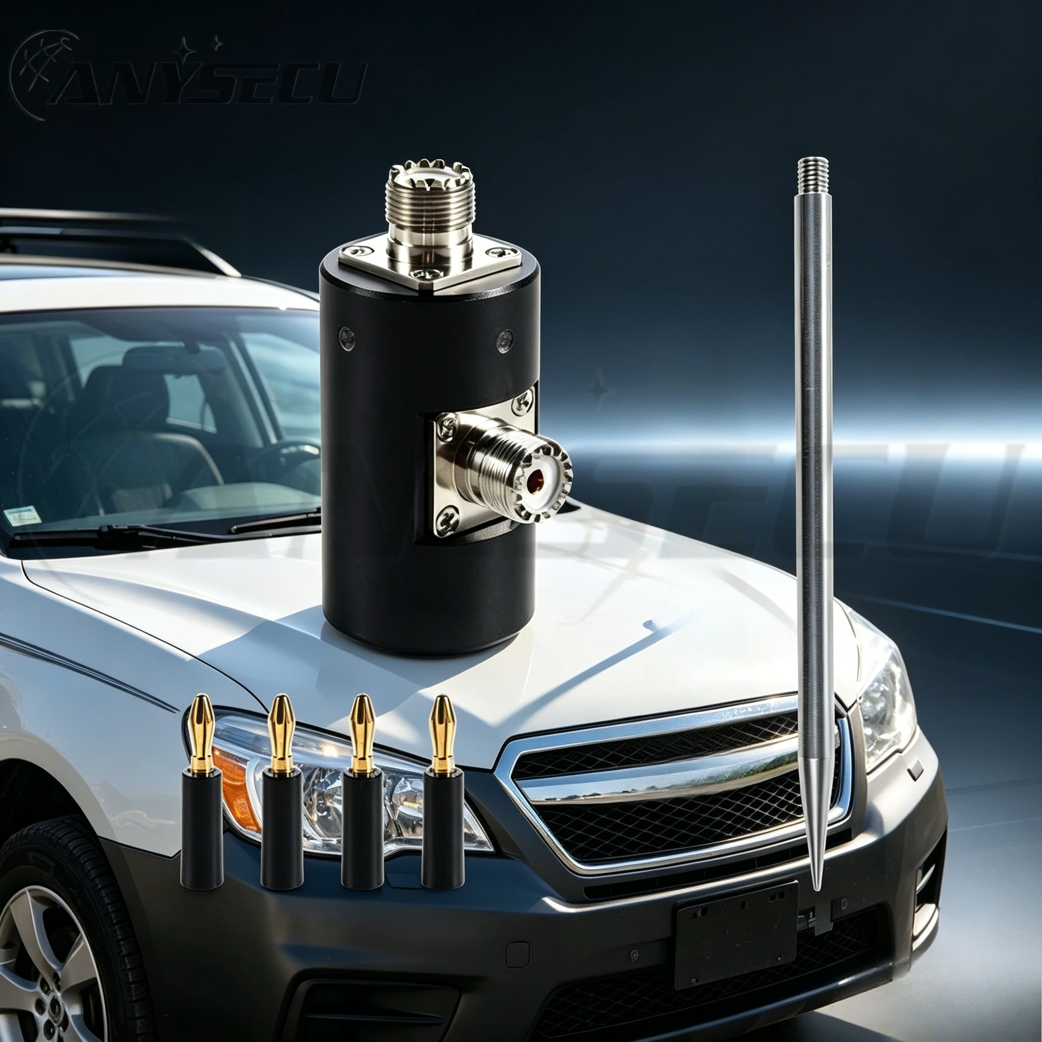 B29C-DIY Alloy Car GP Antenna Base M10 Thread M-Female Port 100W HF Shortwave Antenna Kit Outdoor Amateur Radio DIY Install