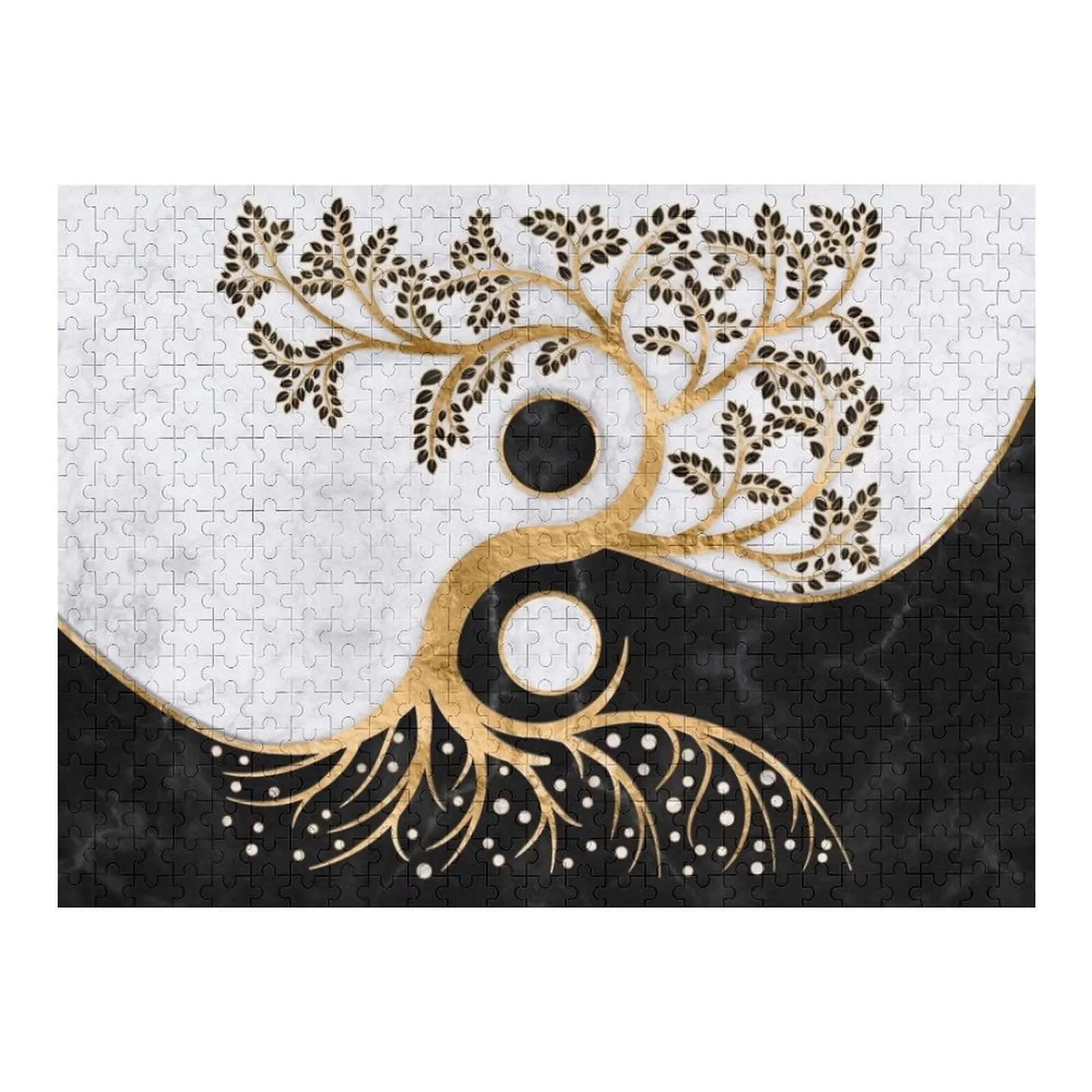 

Yin Yang Tree - Marbles and Gold Jigsaw Puzzle Christmas Gifts Wooden Adults Customized Photo Puzzle