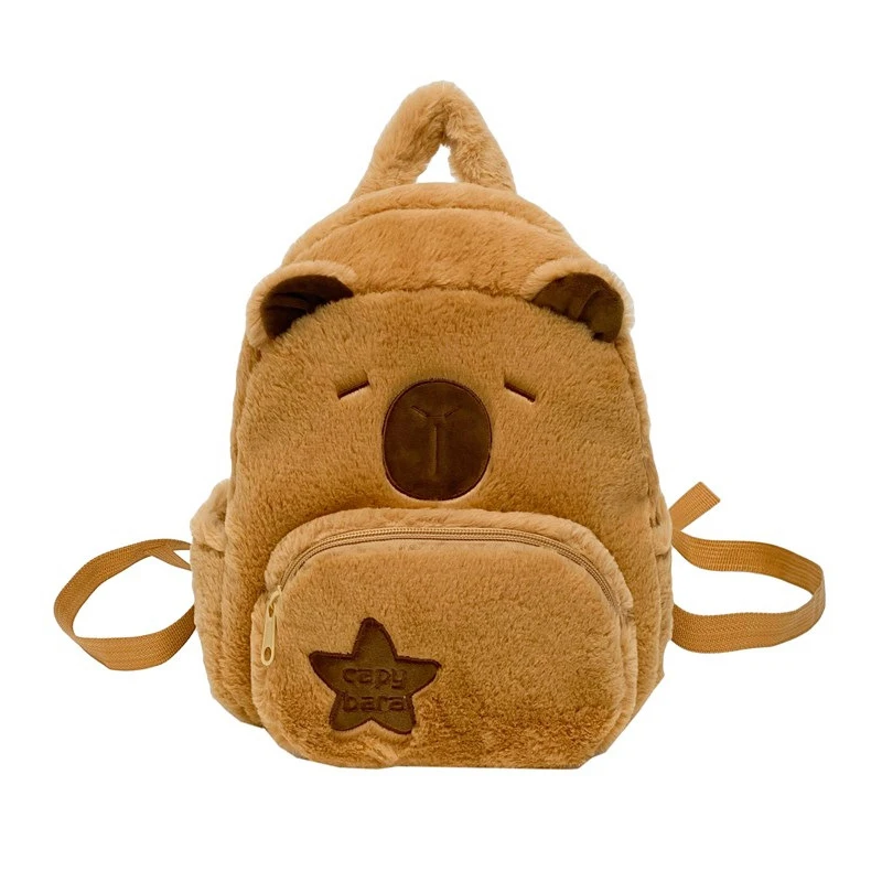 น่ารัก Capibara Plush Capybara กระเป๋าเป้สะพายหลังอเนกประสงค์การ์ตูนนักเรียนกระเป๋าสะพายข้างกระเป๋านักเรียน