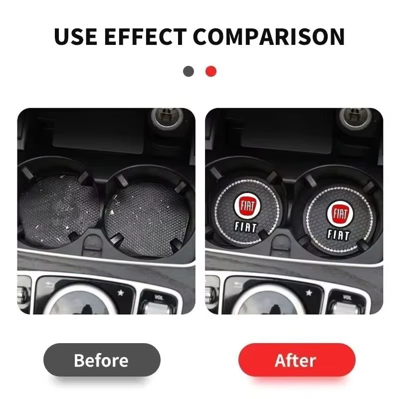 Car Water Cup Mat Coaster Non-Slip Pad Decoration for FIAT 500 Ducato Punto Marea Brava PUNTO MOBI Scudo Panda Tipo