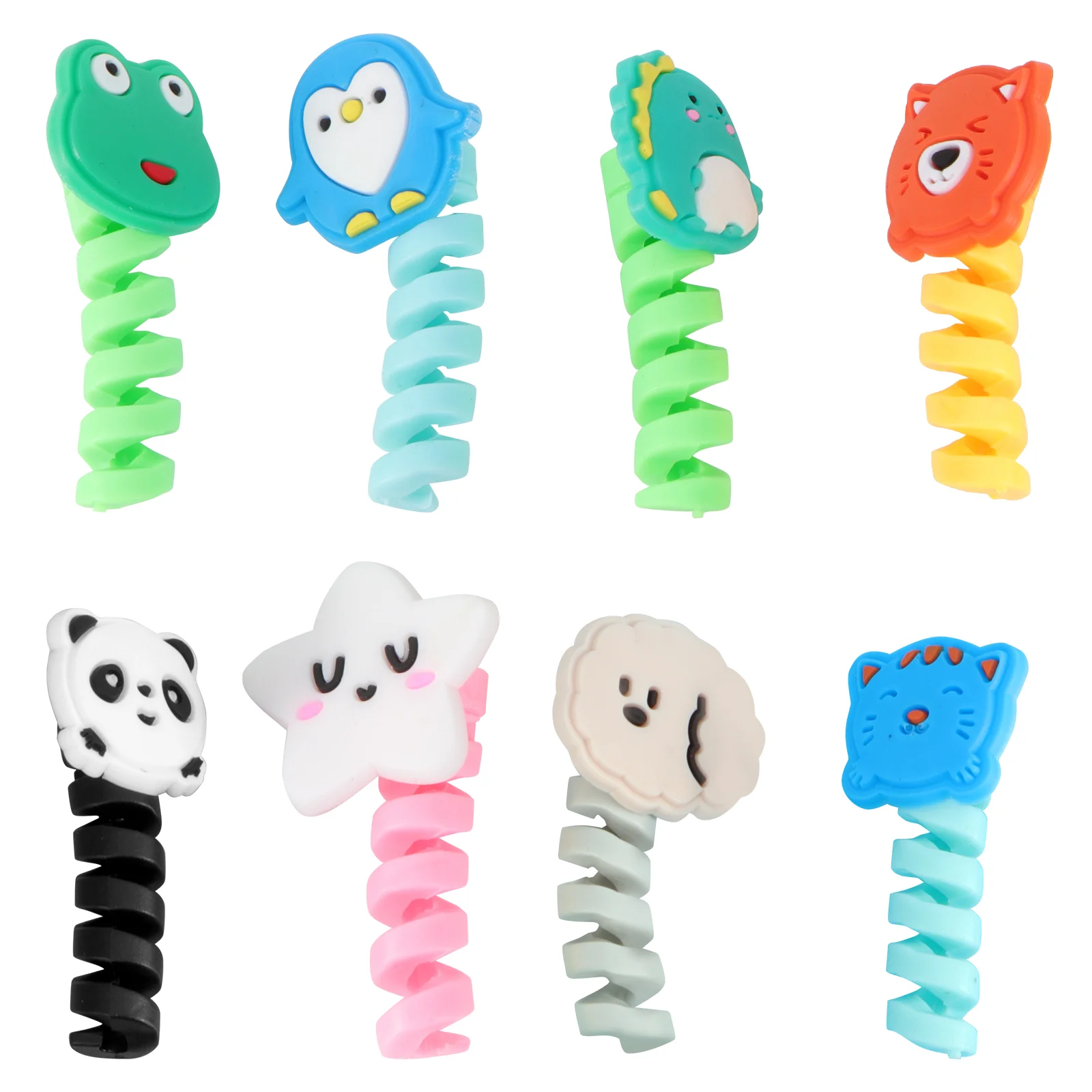 

8 Pcs Protectors Data Line Chargers Creative Cable Organizers Protective Case Phone Animal Silica Gel Wire Winders