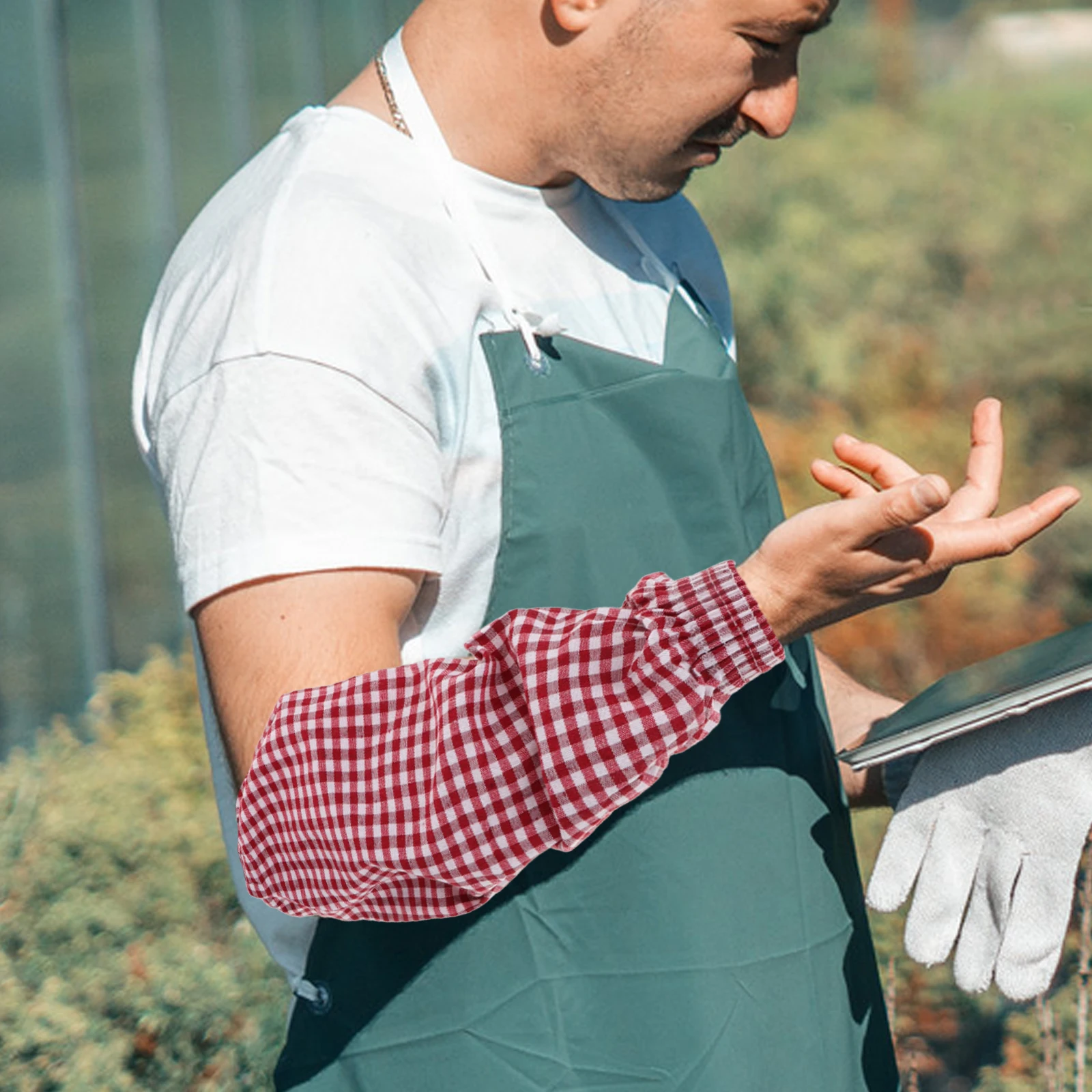 

Oil Proof Arm Sleeves Kitchen Cooking Cleaning Dish Washing Reusable Protective Oversleeves Cotton Linen Workwear