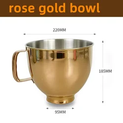 2024 Radiant Gold Stainless Steel Fits all 4.5 and 5 Quart KitchenAid,Rose gold，KitchenAid KSM5SSBRG KSM5SSB Mixer Bowl, 5-Quart