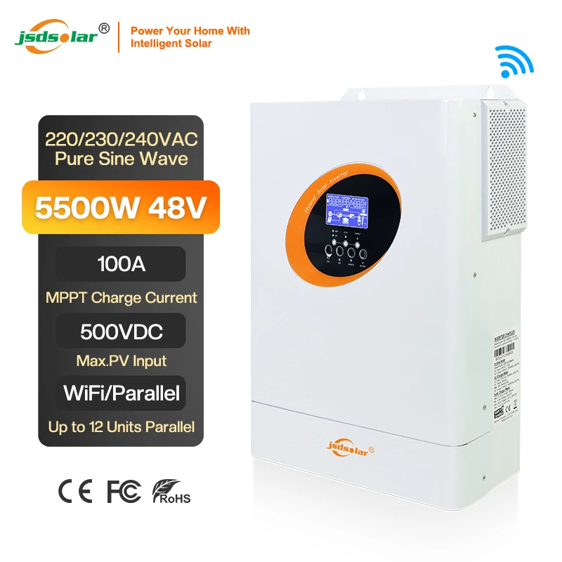 

JSDSOLAR Low Price 5kW 5.5kW 10kW 220V Hybrid Inverter With Mppt Controller Mppt Hybrid Solar Inverter